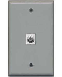 RiteAV Coax Cable TV Wall Plate 1 Gang Flat - Gray