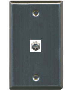 RiteAV Coax Cable TV Wall Plate 1 Gang Flat - Stainless Steel