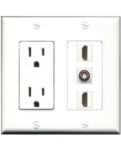 RiteAV - 15 Amp Power Outlet 2 Port HDMI 1 Port BNC Decorative Wall Plate
