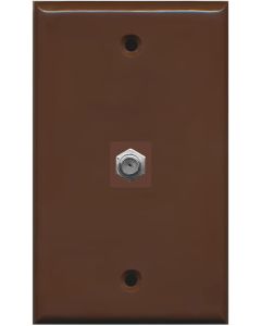 RiteAV Coax Cable TV Wall Plate 1 Gang Flat - Brown