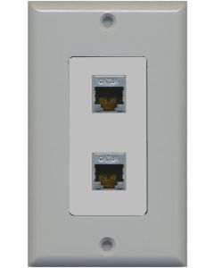 RiteAV CAT 6A 2 Port Shielded Cat6a Wall Plate 1 Gang Decorative - Gray