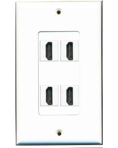 RiteAV - 4 Port HDMI 2.0 Decorative Wall Plate (White)