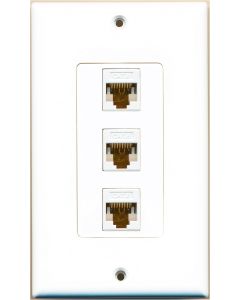 RiteAV Decorative 1 Gang 3 Port Cat6 Wall Plate - White/White