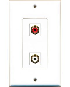 RiteAV - 1 Port RCA Red 1 Port RCA White Wall Plate Decorative White - Bracket Included